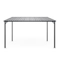 thumbnail image 3 of 12' x 8' Outdoor Pergola for Patio, Wall-Mounted Lean-To Pergola with Galvanized Steel Roof, Heavy-Duty Metal Pergola Shelter for BBQ, Backyard & Family Gatherings, Black, 3 of 7