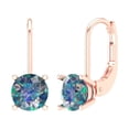 thumbnail image 2 of 1 Ct Round Cut Drop Dangle Blue Moissanite 18K Rose Solid Solid Gold Everyday Dainty Earrings Lever Back, 2 of 7