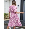 thumbnail image 2 of Women's Printed V Neck Flutter Sleeve Dress viscose 100% fabric for a comfortable everyday look and easy care wash, 2 of 10