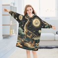 thumbnail image 5 of FORMRS Wearable Blanket Hoodie with Sleeves for Kids Cozy Flannel Sweatshirt, Black Dinosaur, 5 of 7