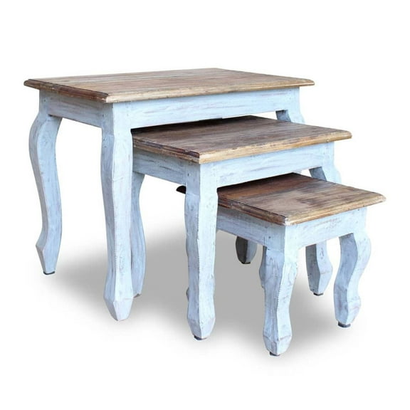 Mahogany Nesting Tables Set of 3, Solid Wood Side Tables, Vintage Style Living Room Furniture, Handcrafted Home Decor, Compact Space Saving Design Brown