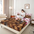 thumbnail image 4 of Homewish Futuristic Cubes 4pcs Bed Sheets For Children Teens Adults,Geometric Plaid Grid King Sheets,Abstract Vintage Aesthetic Super Cozy Sheet Set,Ultra Soft Home Decor, 4 of 7