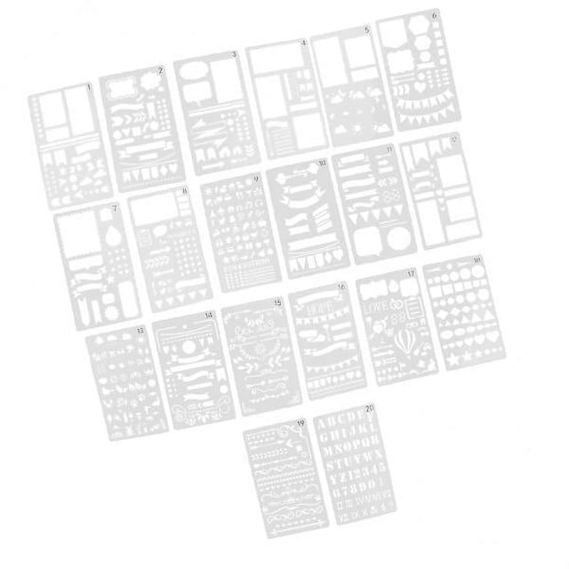 2x 20 plantillas de plástico para diario BLESIY Plantillas de dibujo para cuadernos DIY
