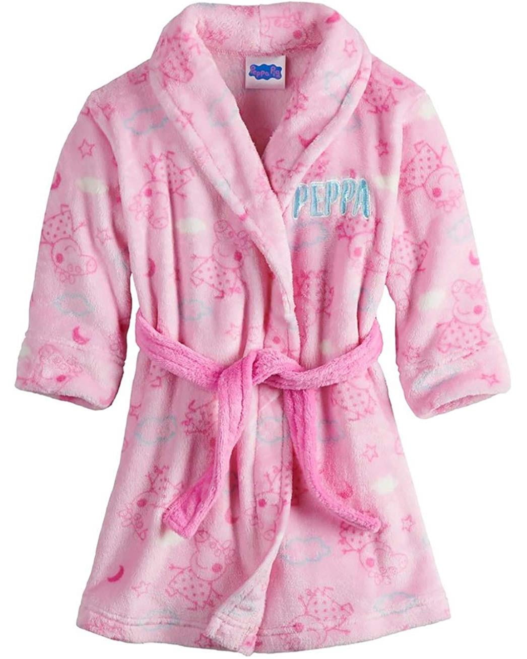 Peppa Pig Bath Robe Soft Plush Little Girls Robe with Tooth Brush