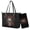 Black-Gothic Skull Rose, variant on Horse Printed Handbag and Purse Set for Women Pu Leather Bucket Totes Top Handle Handbag with Matching Wristlet Wallet for Ladies Shopping Walking, Purple