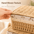thumbnail image 3 of MEHOOM Decorative Storage Baskets, Natural Paper Rope Wicker Baskets with Lid & Liner, Baskets and Bins for Bedroom, Living Room, Kitchen, Table, Home Decor (3 Pack), 3 of 13
