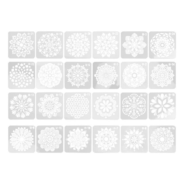 24 plantillas de mandala, 24 estilos, huecas, para pintar muebles, piedra y madera.