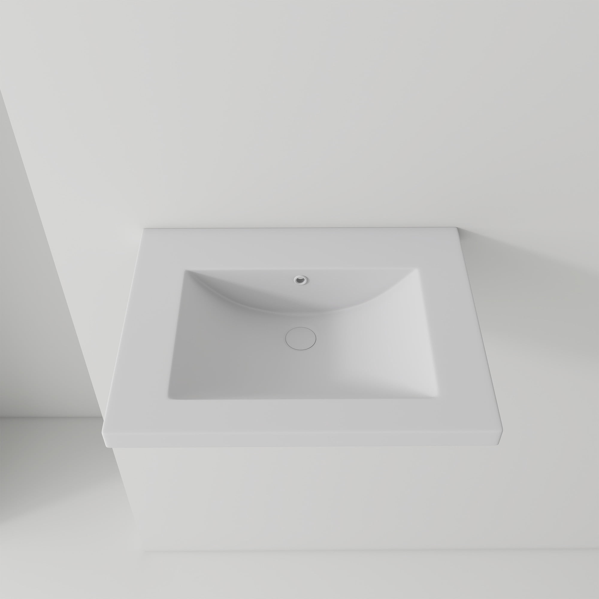Leumius 24" Ceramic Basin Sink,Ultra-Thin 0.8" Rim,Single Faucet Hole,Wall-Mount or Vanity Top Compatible,White