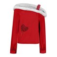 thumbnail image 5 of Uootdi Off The Shoulder Long Sleeve Shirts for Women FuzzyTrim Collar Love Heart Print Graphic Sweatshirt Casual Holiday Tops Gift, 5 of 7