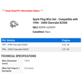 thumbnail image 2 of Spark Plug Wire Set - Compatible with 1996 - 2000 Chevy K2500 1997 1998 1999, 2 of 2