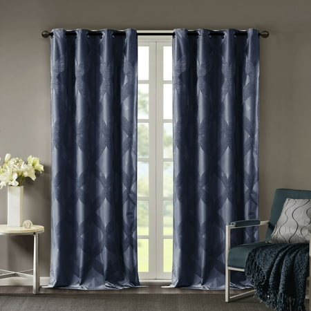 MAYEERTY Ogee Knitted Jacquard Total Blackout Curtain Panel(Only 1 Pc Panel)