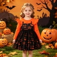 thumbnail image 5 of Angala Performance Dress For Girls Long Sleeve Crew Neck Bat Pumpkin Face Graphic Girls Halloween Dresses, 5 of 9