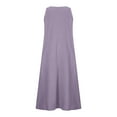 thumbnail image 5 of Efsteb Womens Summer Dresses V-Neck Cotton Linen Loose Dress With Pockets Sleeveless Classic Solid Color Loose Fashion Comfy Casual Sundresses Summer Dresses (Purple,XXL), 5 of 5