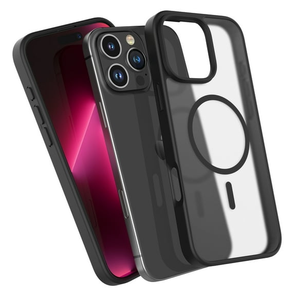 Ebizware Magnetic Protective Case for iPhone 16 Pro with MagSafe and Magnetic Car Phone Holder, TPU Thin Phone Case Cover Shockproof Anti-Fingerprint-Black