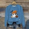 thumbnail image 2 of DOSUKRAI Womens Sweatshirt Halloween 2025 Trendy Cute Ghost Graphic Long Sleeve Sweatshirt Crewneck Spooky Season Sweaters Blue,L, 2 of 9