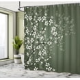 thumbnail image 4 of Sonernt Japanese Shower Curtain, Spring Season Sakura Bloom Design Marine Toned Ombre Color Background, Cloth Fabric Bathroom Decor Set with Hooks, 72x72 inch, Sage Green, 4 of 4