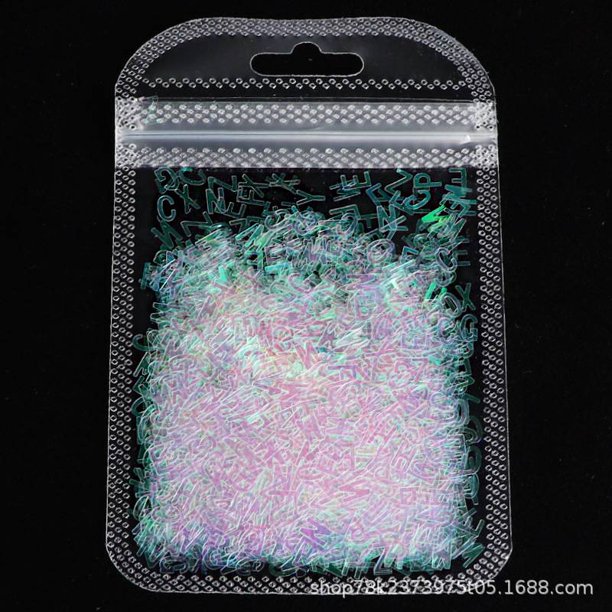 Alfabeto Inglés Lentejuelas Láser Mezcla Bolsa De Uñas Arte Joyería