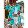 thumbnail image 3 of MOUSYA Hawaiian Shirts for Women Floral Leaves Printed Shirt Tropical Button Down Tops Summer Beach Blouse, 3 of 7