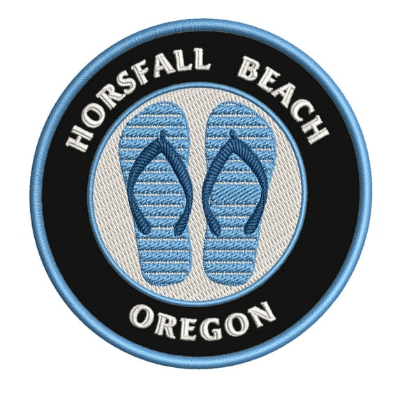 Horsfall Beach, Oregon 3.5 Inch Iron Or Sew On Embroidered Fabric Badge Patch Ocean Beach, Salt Life Iconic Series