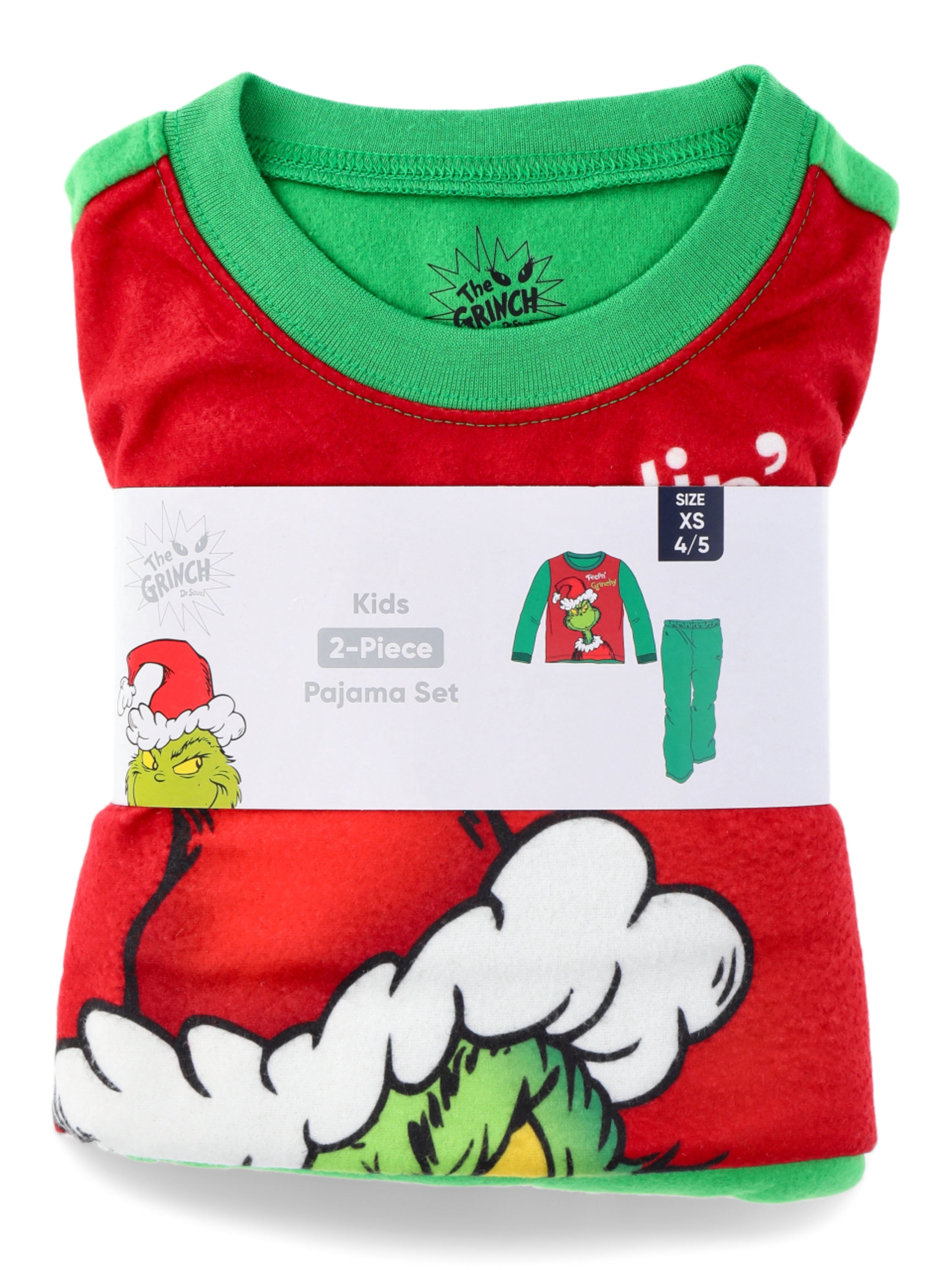 The Grinch Girls Long Sleeve Top and Pants Pajama Set, 2-Piece, Sizes 4-12