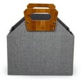 thumbnail image 4 of Truu Design Modern and Sleek Collapsible Paper Grey Storage Basket with Bamboo Handles, 4 of 5