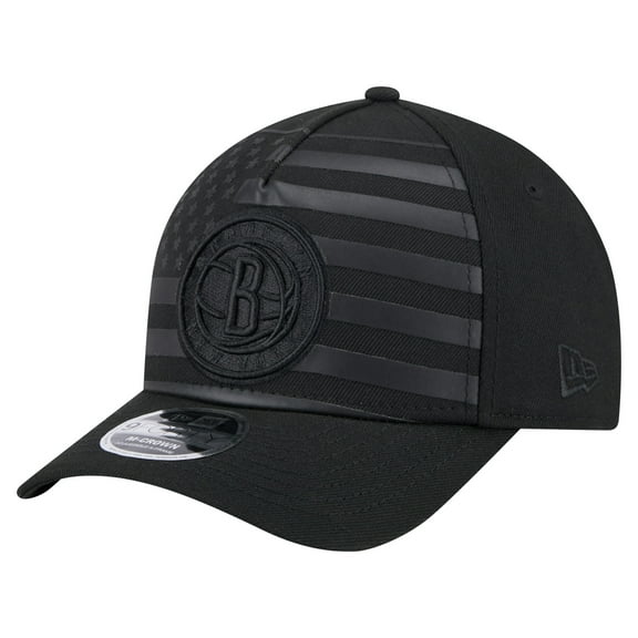 Men's New Era  Black Brooklyn Nets Game Day Flag A-Frame 9FORTY Adjustable Hat