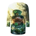 thumbnail image 4 of Gamivast Womens St Patricks Day Shirts Plus Size Funny Shamrock Clover Graphic Crew Neck Blouses Comfy 3/4 Sleeve Trendy Pullover Vacation Outfits S-5Xl, 4 of 5