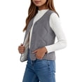 thumbnail image 2 of LUGOGNE Boys Girls Quilted Vest Button Front Sleeveless V Neck Lightweight Padded Jacket with Wave Stitching Kids Everyday Casual Layering Outerwear for Spring Fall School, 2 of 6