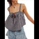 thumbnail image 1 of Camiseta Sin Mangas Y2K para Mujer, con Tirantes Finos, Peplum, Sin Mangas, con Lazo en la Parte Delantera y Bajo con Volantes, Ropa de Calle. Negro L, 1 of 8