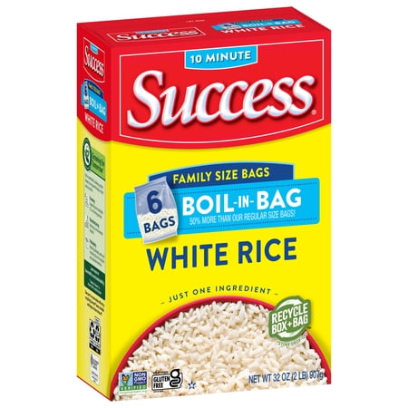 Success Boil-in-Bag Rice, Precooked Long Grain White Rice, Gluten Free, 32 oz, 6 Count