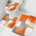 thumbnail image 3 of Burnt Orange Grey Bath Mat 3 Piece Bathroom Rug Set, Modern Oil Painted Geometric Abstract Non Slip Bath Rug Contour Mat and Toilet Lid Cover, Absorbent Shower Mats Soft Bath Rugs and Mats Sets, 3 of 8