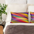 thumbnail image 4 of Disketp Lines Multicolored Rainbow Satin Pillowcase For Hair And Skin - Satin Pillow Cases Standard Size 20x30 Inches With Zipper,Gifts For Women Men, 4 of 8