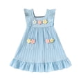 thumbnail image 1 of 2DXuixsh Robes pour Filles Florales Ligne A Évasée Longueur Genou Robe Sans Manches Mode Confortable Décontractée à Volants pour Filles Bleu Clair 2-3 Ans, 1 of 8