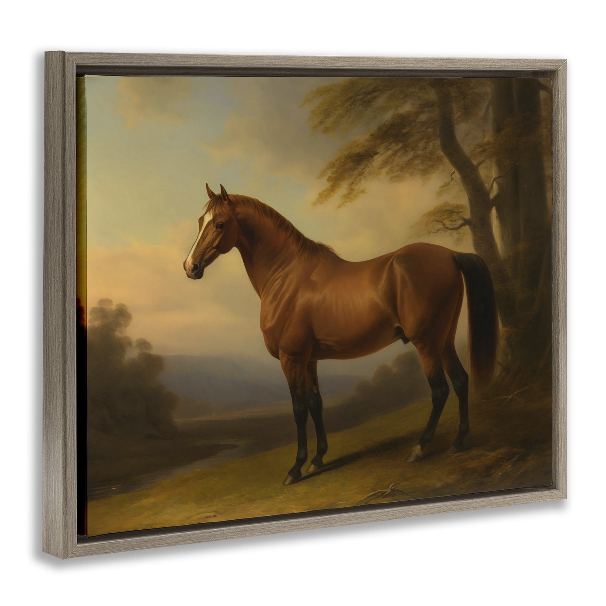 Stupell Industries Vintage Chestnut Horse Brown Framed Floater Canvas Wall Art, design by Creative Studio