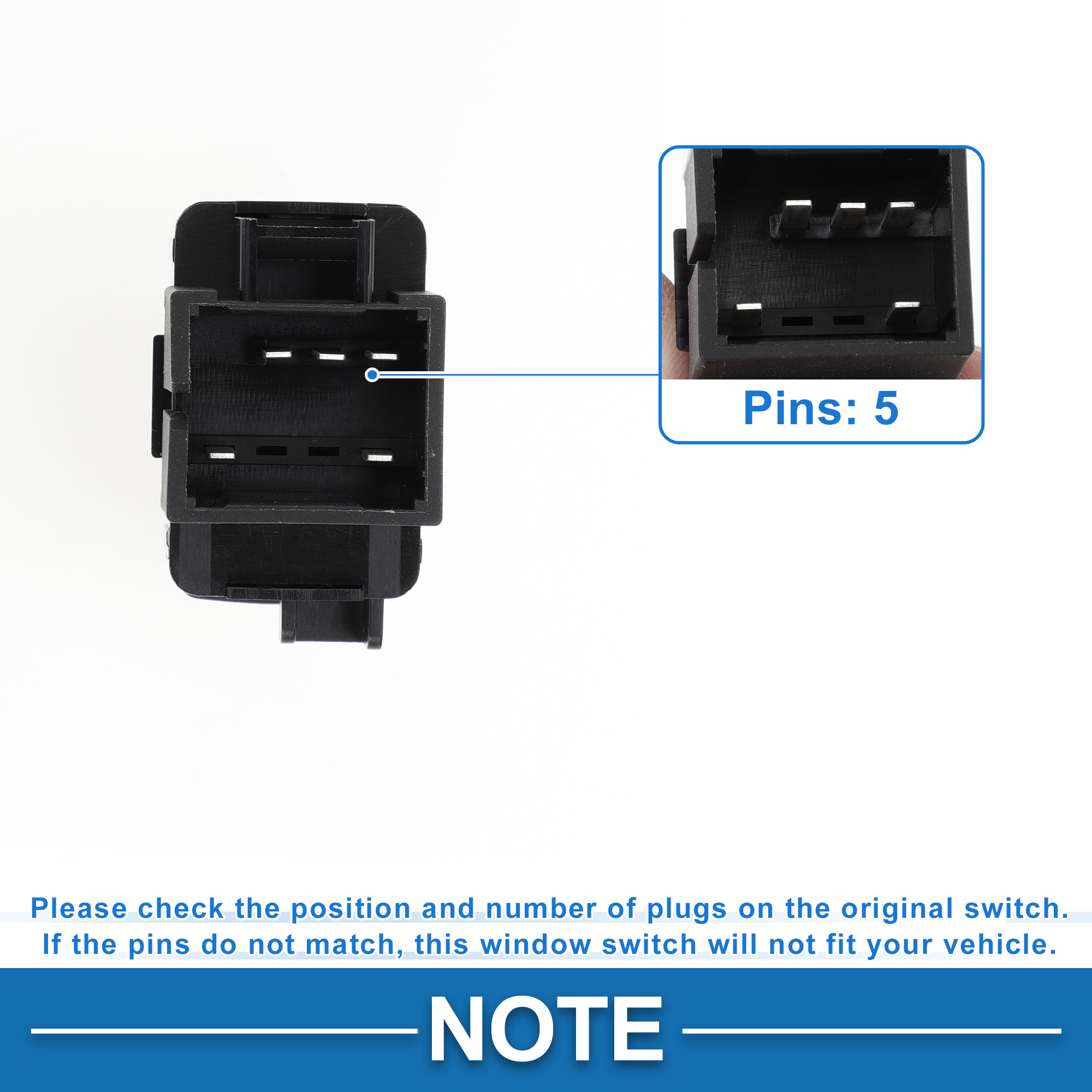 Unique Bargains Power Window Switch for Pontiac G6 and Solstice 2006-2009 Black