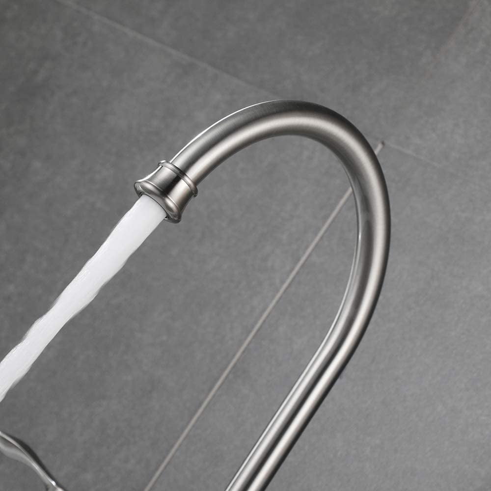 PARLOS 8-Inch High Arch Two-Handle Kitchen Sink Faucet with Side Sprayer and Supply Lines, Brushed Nickel