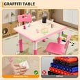 thumbnail image 2 of Kids Table & Chairs Set (4 Chairs), Height Adjustable for Ages 2-8, Non-Slip Toddler Activity Table, Graffiti Desktop, 2 of 7