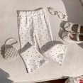 thumbnail image 4 of Karoyedx Sweatpants for Toddler Girls Flowy Wide Leg Pants Summer Lightweight Pants High Elastic Waist Loose Uniform Trousers White Size,12-18 Months, 4 of 9
