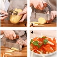 thumbnail image 3 of Cuchillo para cortar patatas, juego de 2 cortadores ondulados para patatas fritas y mango de madera, cuchillo ondulado de acero inoxidable para verduras, frutas y gofres (marrón oscuro), 3 of 5