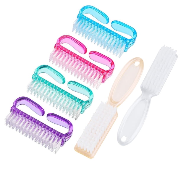 Cepillo de uñas con mango, cepillos de limpieza para dedos de los pies y uñas, kit de herramientas de fregado de pedicura para hombres y mujeres, paquete de 6 (multicolor)