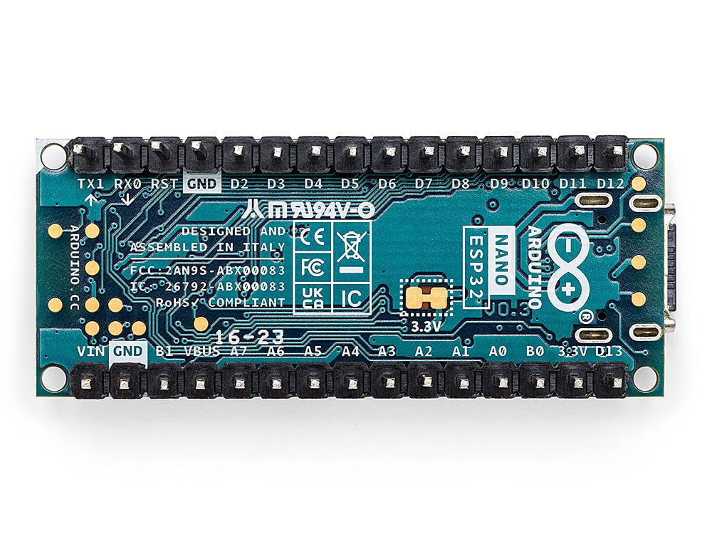 Arduino ABX00083 Nano ESP32 w/ headers ESP32-S3,USB-C, Wi-Fi,Bluetooth,HID Support, MicroPython Compatible
