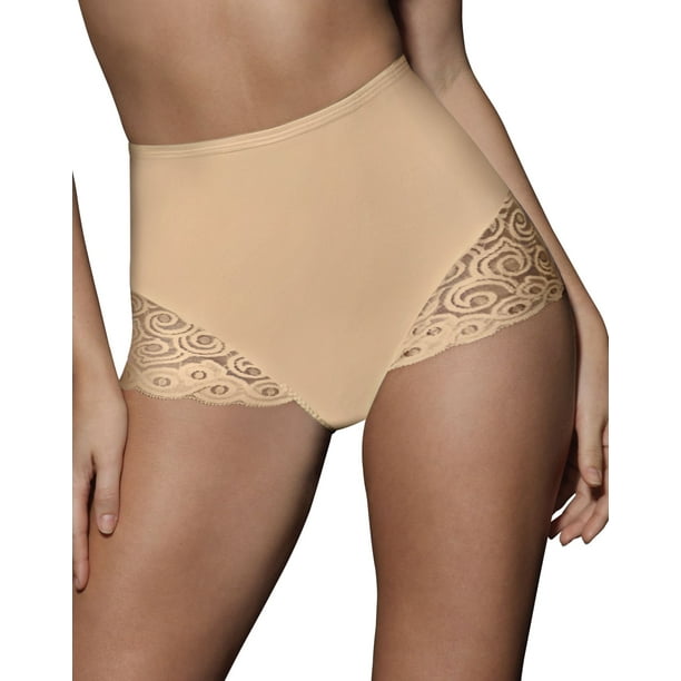 Bali Firm Control Women`s Lace Inset Brief - Best-Seller, 2X, Nude 