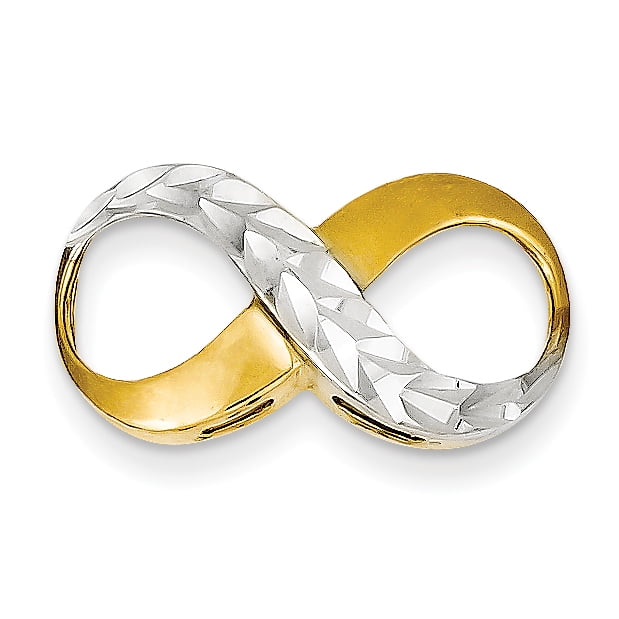 14K Rhodium Plated Yellow Gold & Rhodium Diamond Cut Infinity Slide