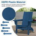 thumbnail image 4 of JUSTLET Outdoor Patio Chair with 2 Cup Holder, HDPE Folding Adirondack Chair, Navy Blue, 4 of 10