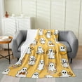 thumbnail image 2 of Cartoon White Ghost Throw Blanket Happy Halloween Theme Autumn Pumpkin Bed Blanket for Kids Teens Adults Watercolor Cute Flowers Hippie Decor Flannel Blanket for Housewarming Twin 60x80, 2 of 6