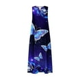 thumbnail image 5 of SMihono Robe Maxi Bohème d'Été pour Femmes Grande Taille Mode d'Été pour Femmes Imprimée à Col en V Sans Manches à Enfiler avec Poches Robe de Plage Évasée Robe Soleil, 5 of 5