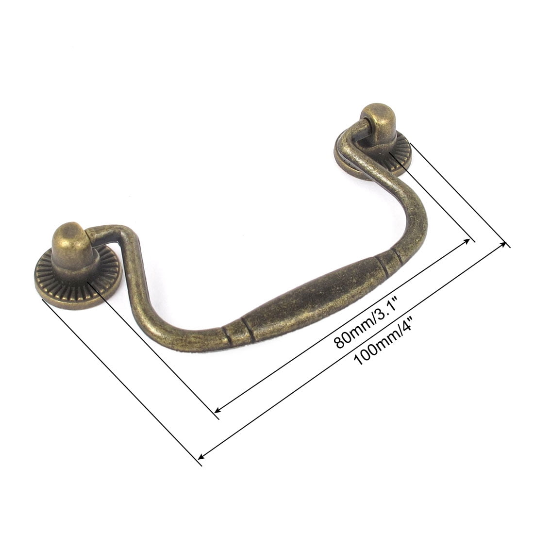 Unique Bargains Metal Drawer Cabinet Pull Handle Bronze Tone Finish 4" x 2"