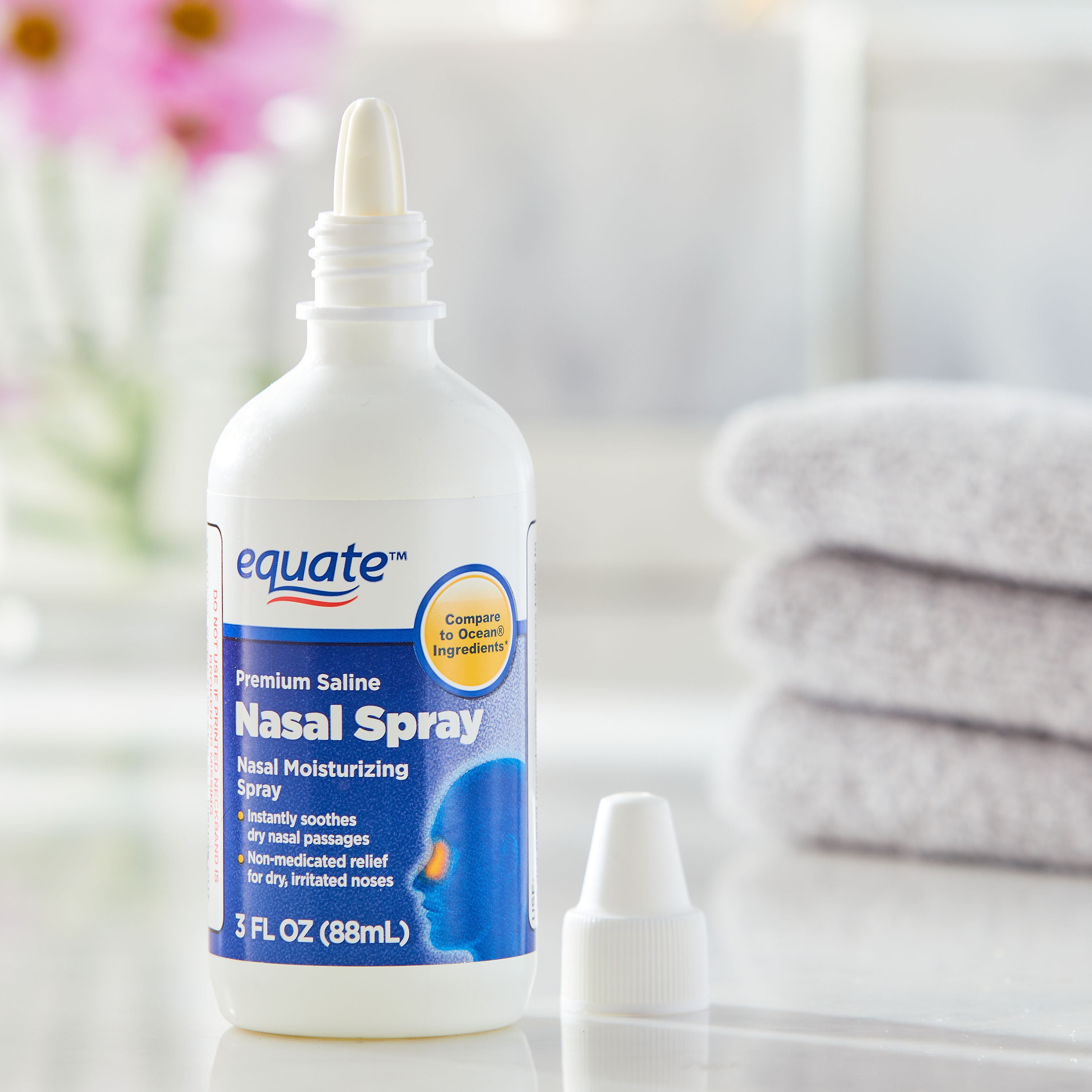 Equate Nasal Spray Saline Liquid Mist, Congestion Relief, 3 fl oz 