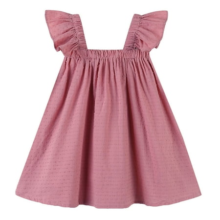 

LNKXRTY Baby Girls Cotton Dress Sleeveless Swiss Dot Dress Toddler A-Line Casual Dress Sleeveless Baby Cute Party Dresses 688 Pink 100