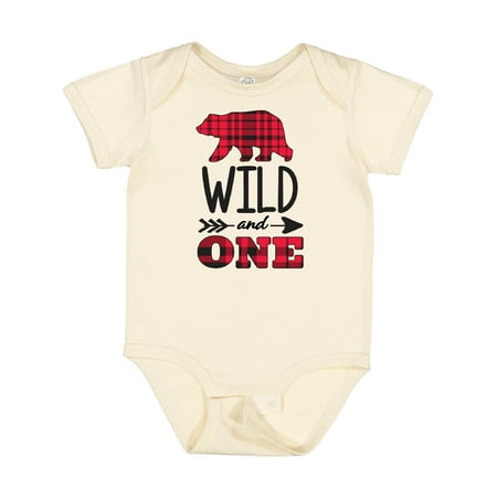 

Inktastic Plaid Bear Wild and 1 with Arrow Gift Baby Boy or Baby Girl Bodysuit